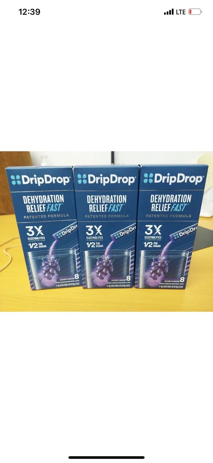 (3) DRIP DROP ORS Concord Grape Dehydration Relief 3X The Electrolytes 8CT Each