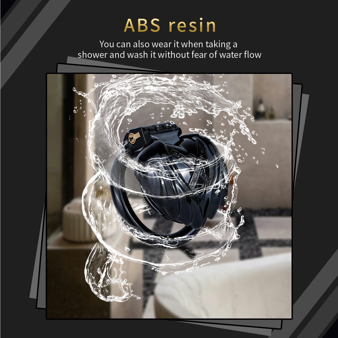 New Male Negative Chastity Cage ABS Resin Chastity Restraint Lock with 4 Rings