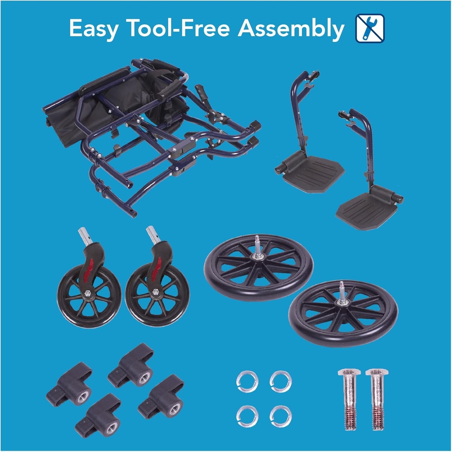 Lightweight 25 lbs Transport Wheelchair with Removable Footrests for Easy Use