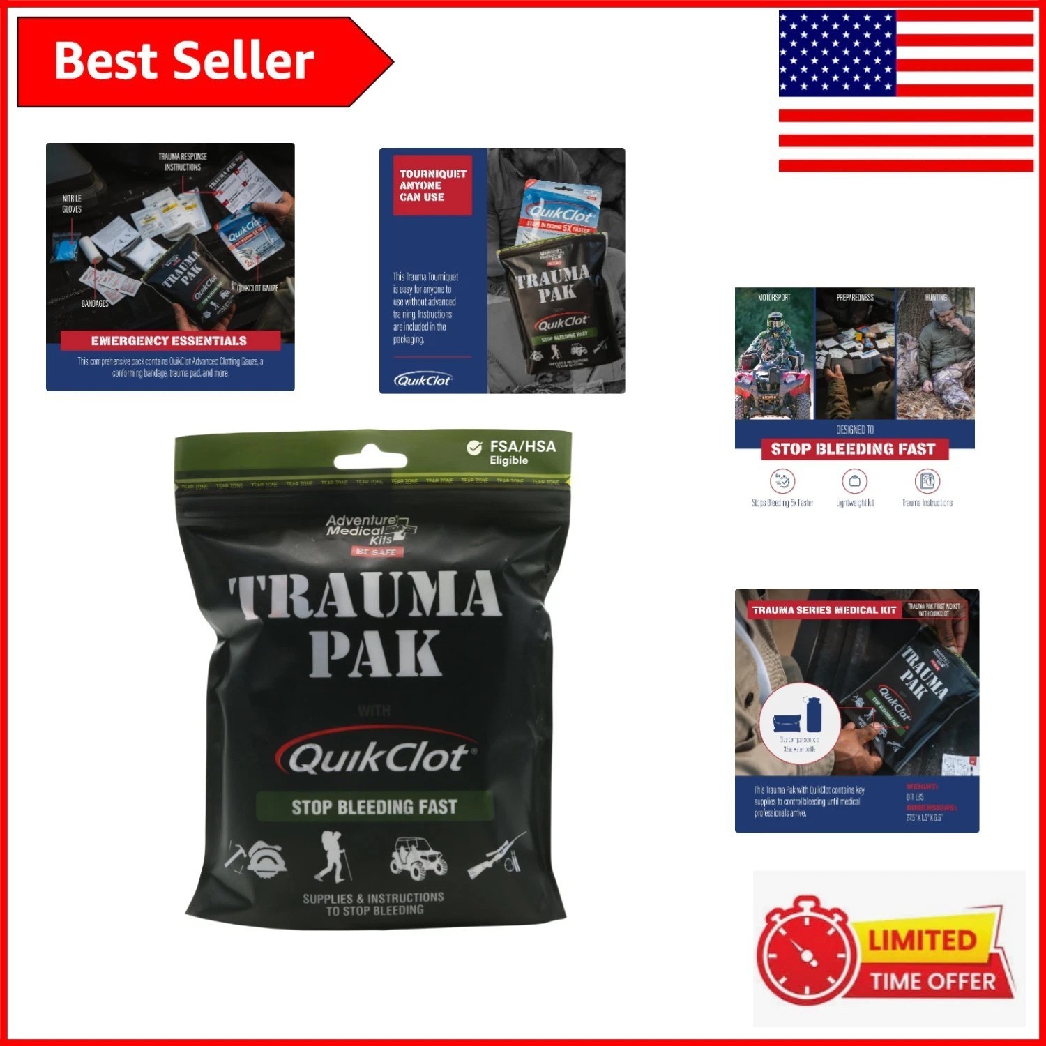Portable Trauma Pak First Aid Kit with QuikClot – Perfect for Travel & Adventure