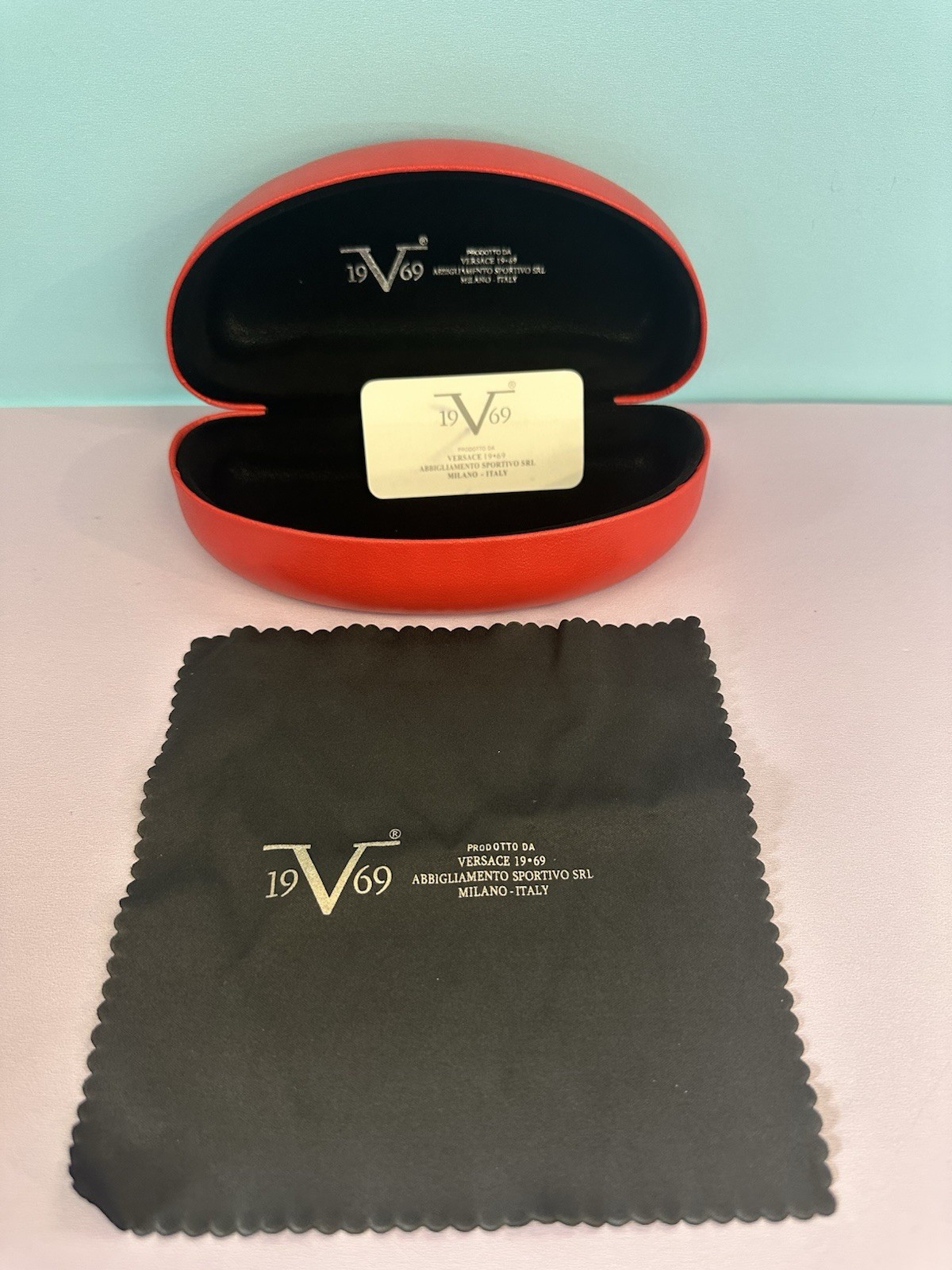 NEW 19v69 VERSACE ITALY Sunglasses Eyeglasses RED OVERSIZED CLAMSHELL HARD CASE