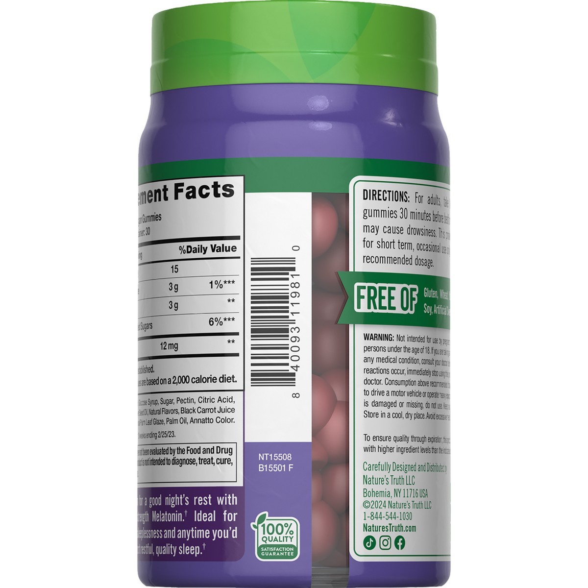 Nature’s Truth 12mg Melatonin Vegan Gummies – 60ct: Dietary Supplement
