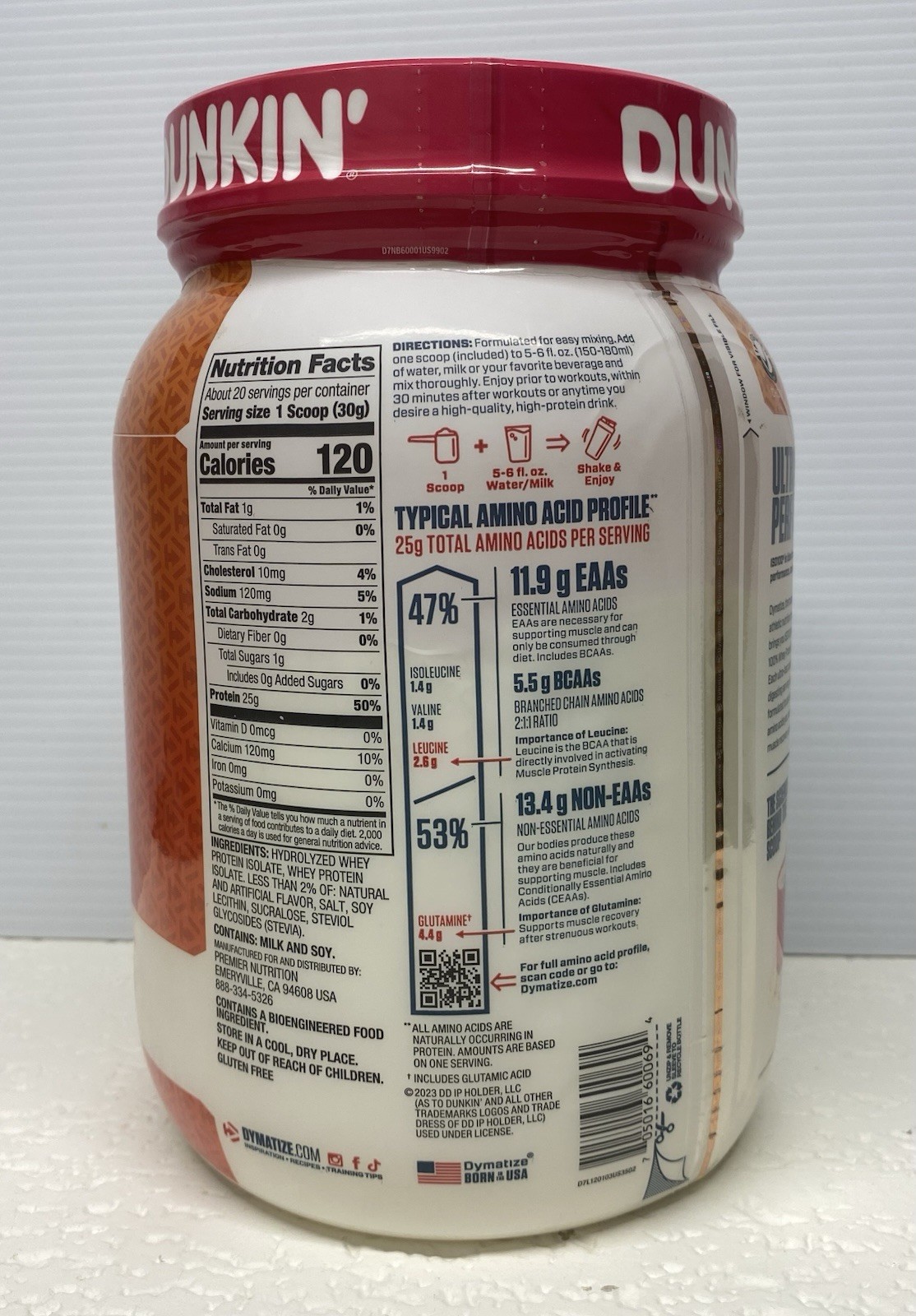 ISO100® Hydrolyzed 100% Whey Protein Isolate Dunkin® Glazed Donut 1.34 lb 05/27
