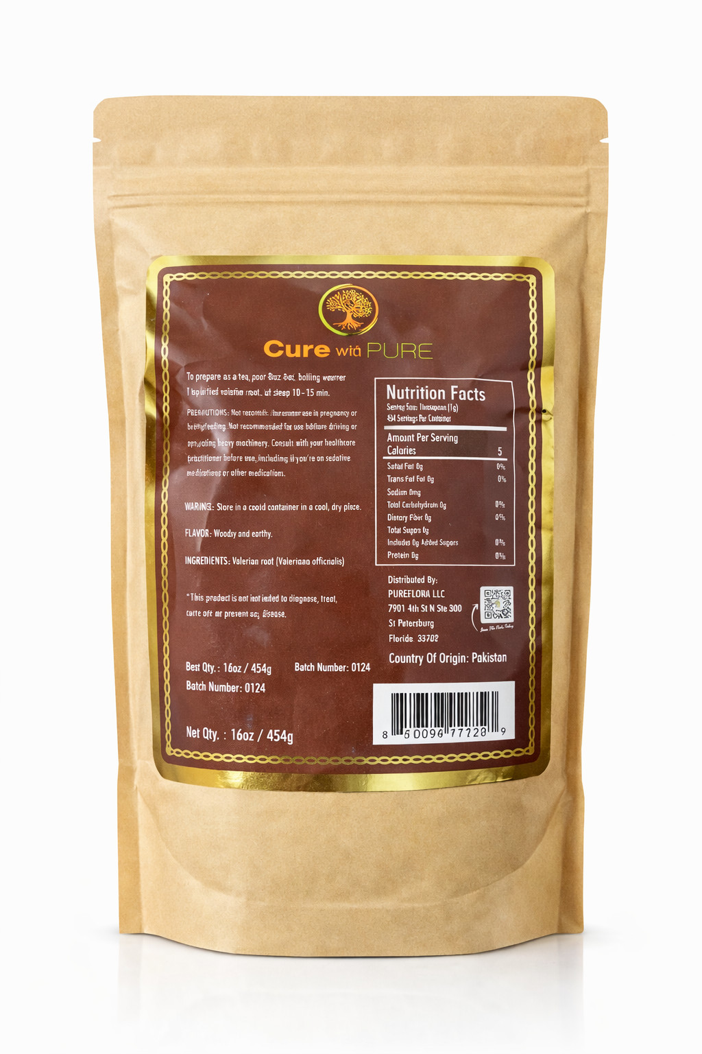 Cure with PURE Valerian Dried Root – Valeriana officinalis, Cut & Sifted, 1 lb