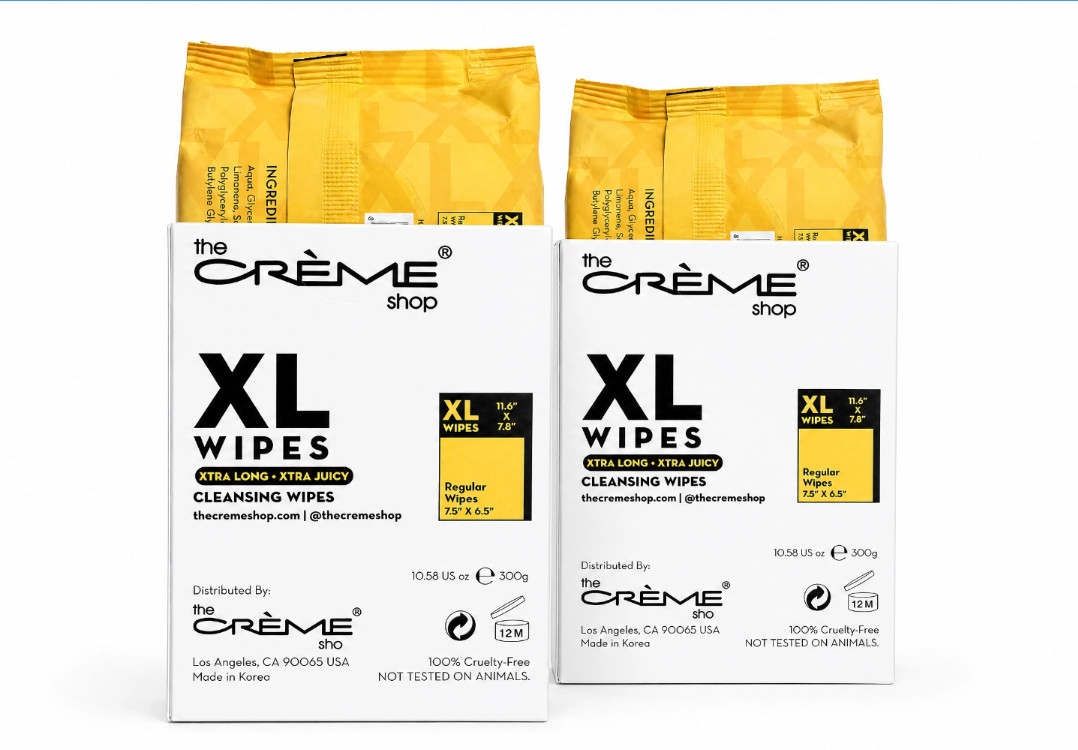2 units bundle TheCremeShopXL Cleansing Wipes Xtra Long Charcoal Lemon-56 sheets