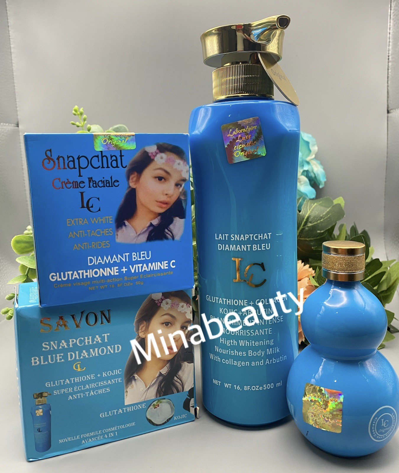 4p Lait snaptchat Diamond blue Glutathion Collagen lotion, Face Cream,serum,soap