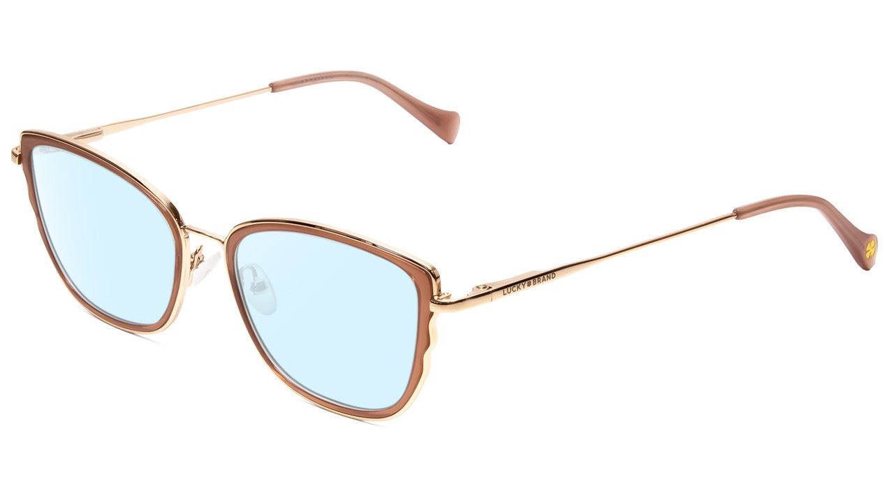 Lucky Brand D116 Cateye Designer Blue Light Filter Glasses Beige Gold Wave 54 mm