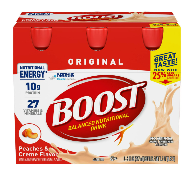 BOOST Original Nutritional Drink, Peaches & Creme, 24 Count
