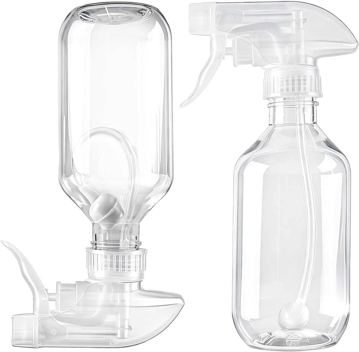 2 Pack 360° Spray Bottles, 10 Oz Plastic Small Containers with Adjustable Spray