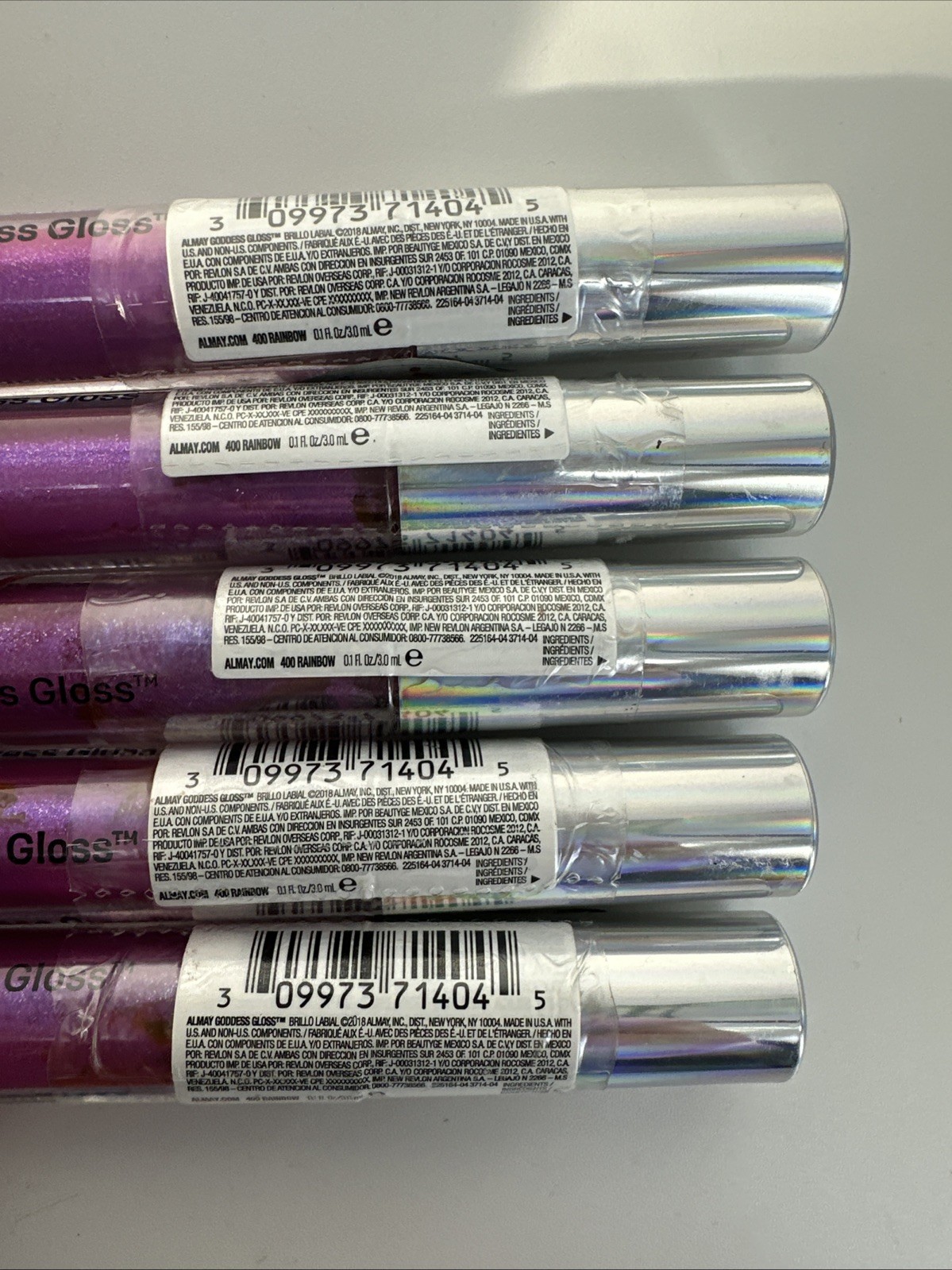 5 PACK Almay Goddess Gloss 400 RAINBOW SHADE Lip Gloss 0.1 fl oz Each x5 SEALED