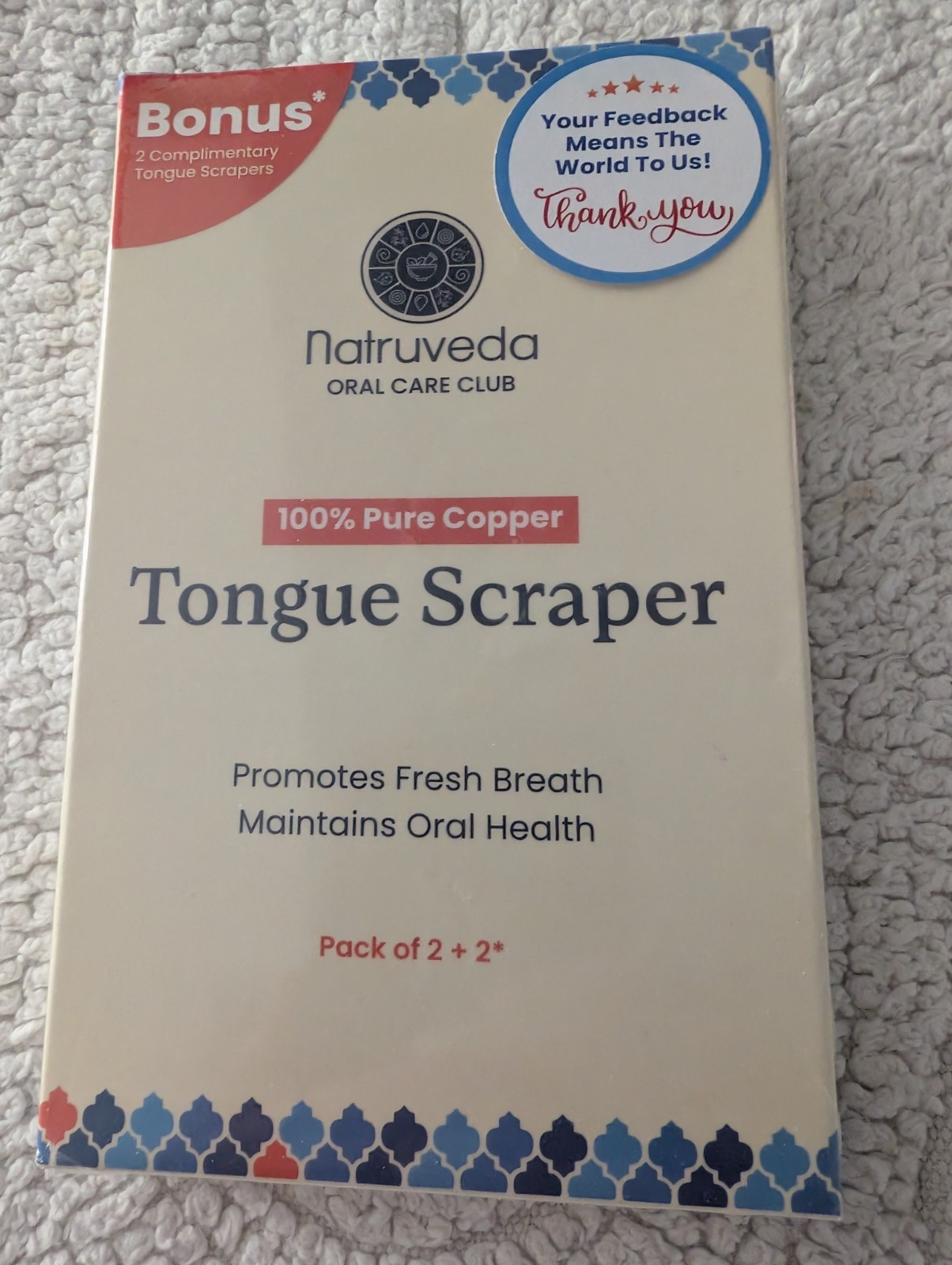 Tongue scraper, copper, Natruveda, 2 count brand new in sealed box