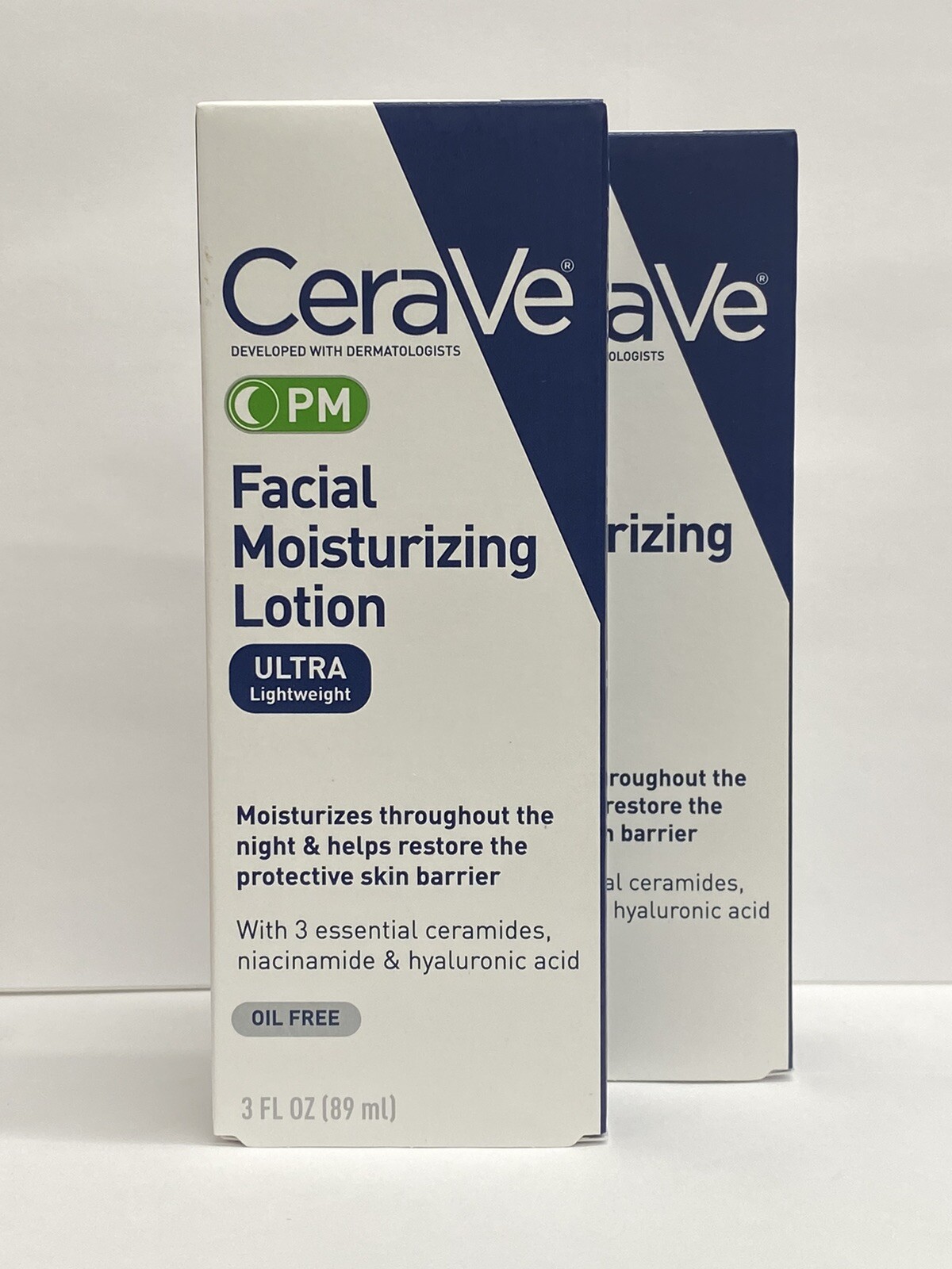 2 Pack -CeraVe Facial Moisturizing Lotion PM Ultra Lightweight 3 oz Each