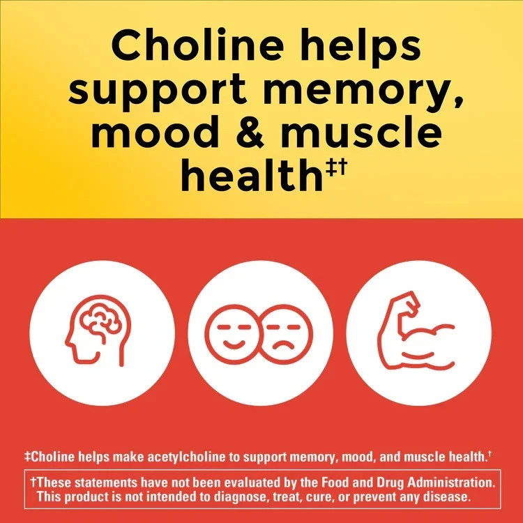 Nature Made Choline 800mg Extra Strength 180 Capsules Brain Health Support