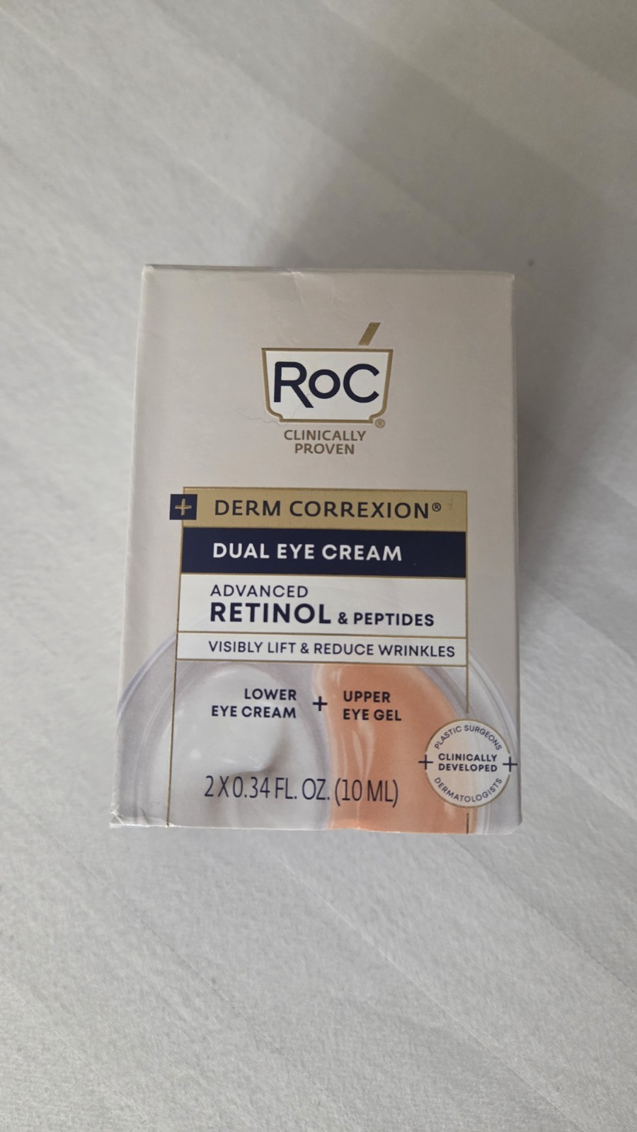 RoC Derm Correxion Dual Eye Cream Advanced Retinol & Peptides 2×0.34 oz NIB 10ml