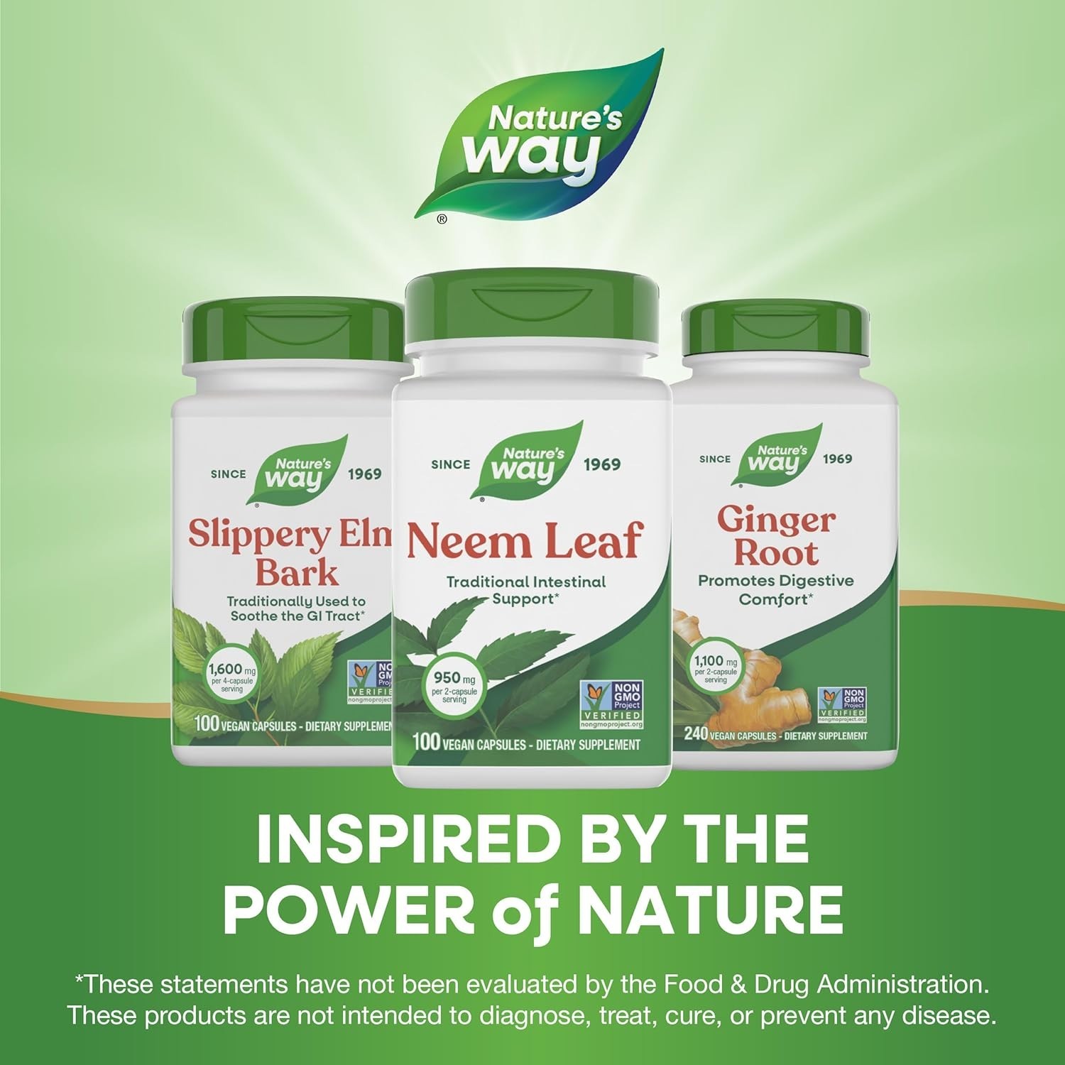 200 Count Neem Leaf Capsules, Non-GMO, Gluten-Free, Digestive Health Solution