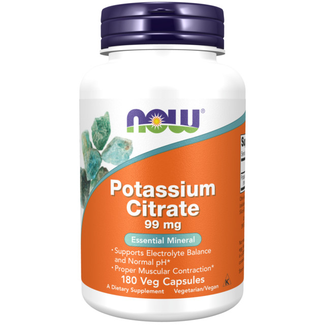 NOW Foods Potassium Citrate 99mg Capsules – 180 Count EXP:01/2025