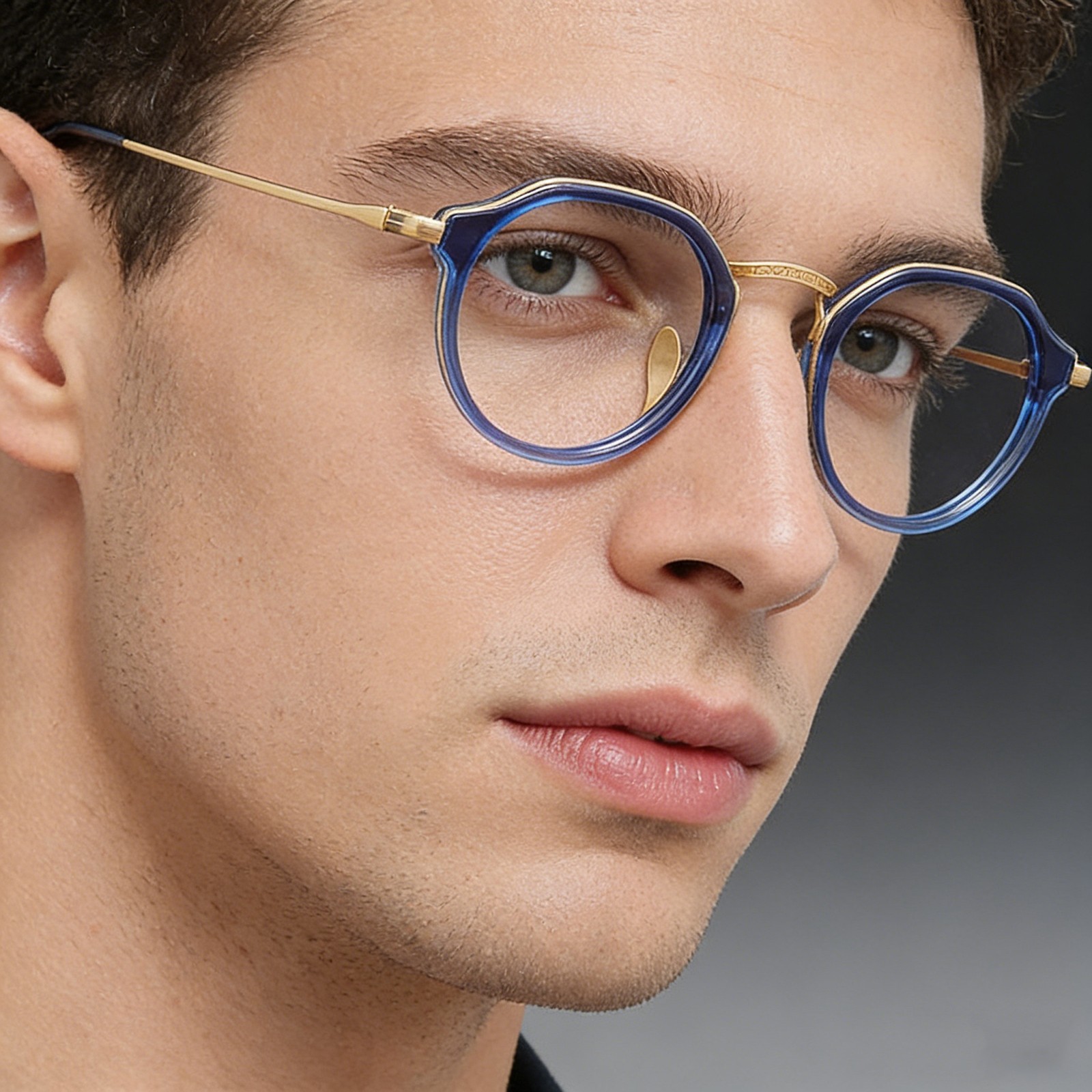 Irregular Retro Two-Tone Pure Titanium Glasses 146mm Large Fit 10g Ultra-Light