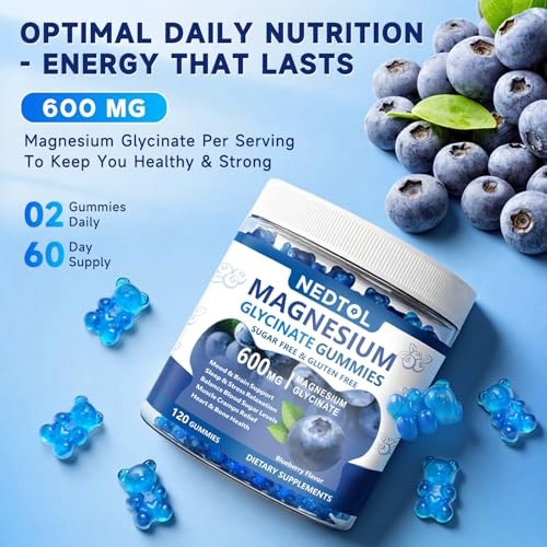 Magnesium Glycinate Gummies 600mg Sugar Free 120ct Sleep Support