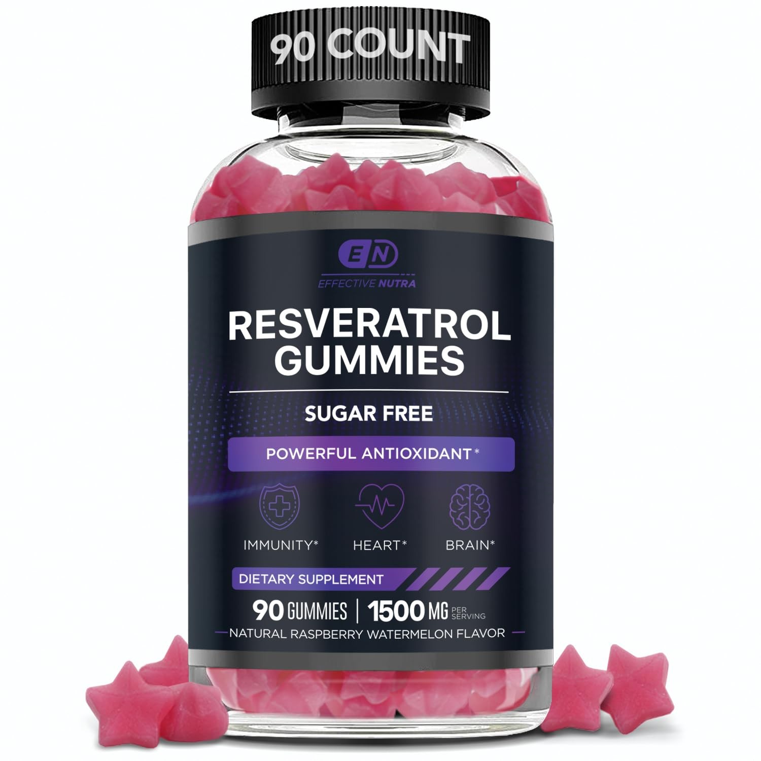 Resveratrol Gummies 1500mg – Sugar Free Antioxidant Supplement for Heart Heal…
