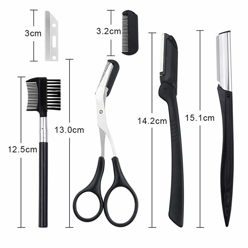 11/9/6/4Pcs Eyebrow Grooming Tools Razor Brush Kit Facial Trimmer Tweezers Comb