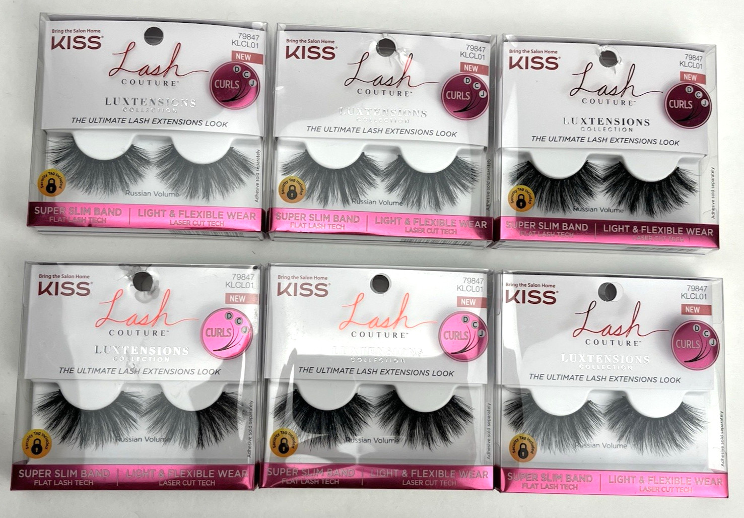 6 pair KISS Lash Couture Luxtensions 79847 KLCL01 Russian Volume Lash Extensions