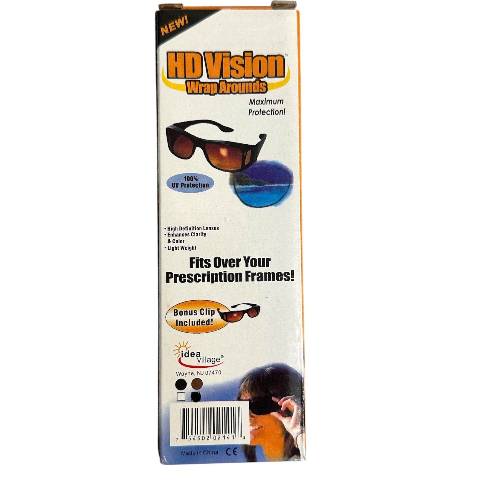 HD Vision Wrap Arounds Fits Over Prescription Glasses Bonus Clip New