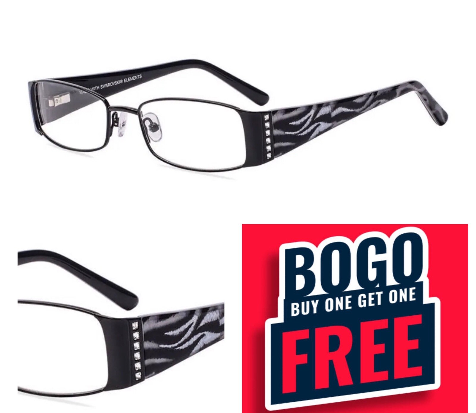 BOGO~ LUXE Eyewear Swarvoski Crystal WL0335 black Eyeglasses Frames 51-18-135