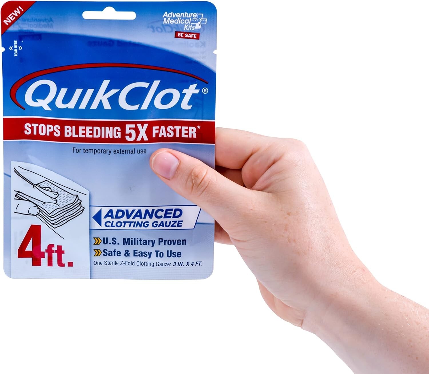 QuikClot Advanced Clotting Gauze – 3 x 48 in 3″ in x 4 ft Adventure Medical Kits