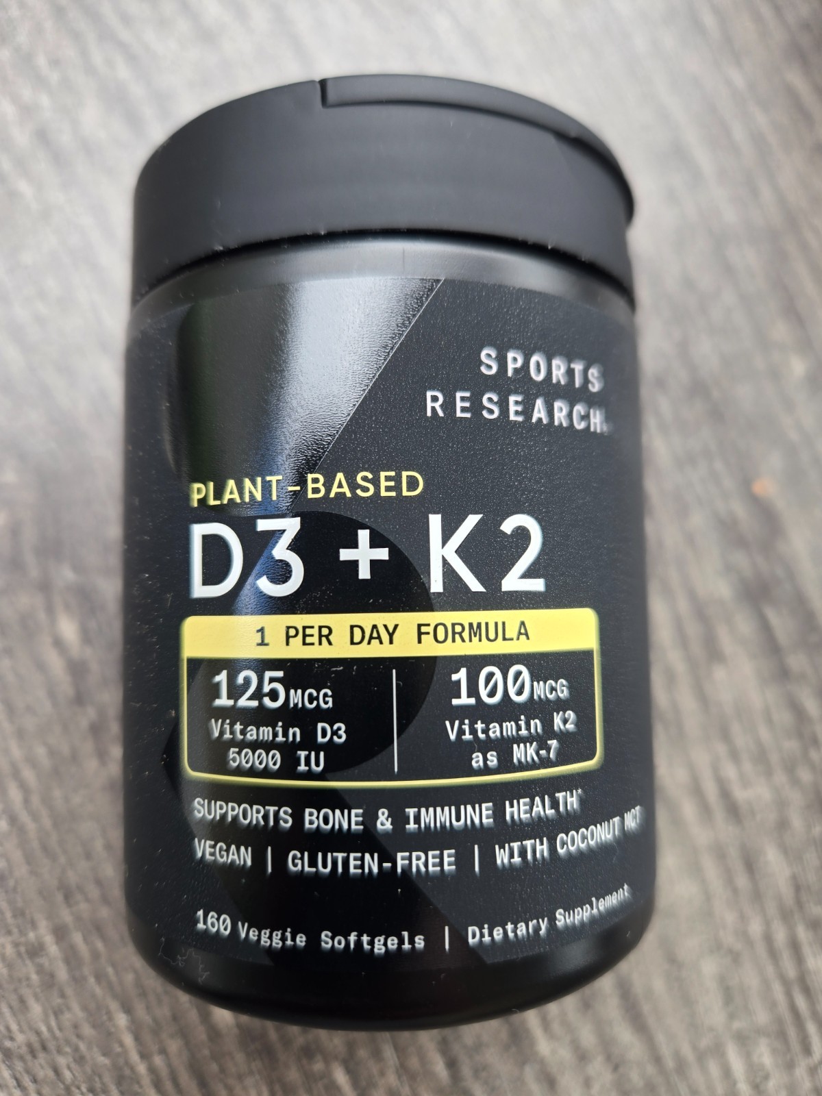 Sports Research D3 + K2, 160 Veggie Softgels 125MCG Vitamin D3 100MCG Vitamin K2