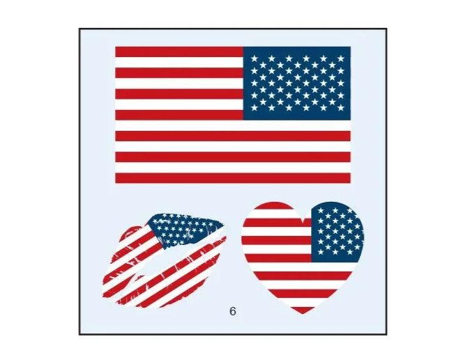 4 Packs USA Flag Temporary Tattoos (12 PCS) – American Flag Heart Lips Patriotic
