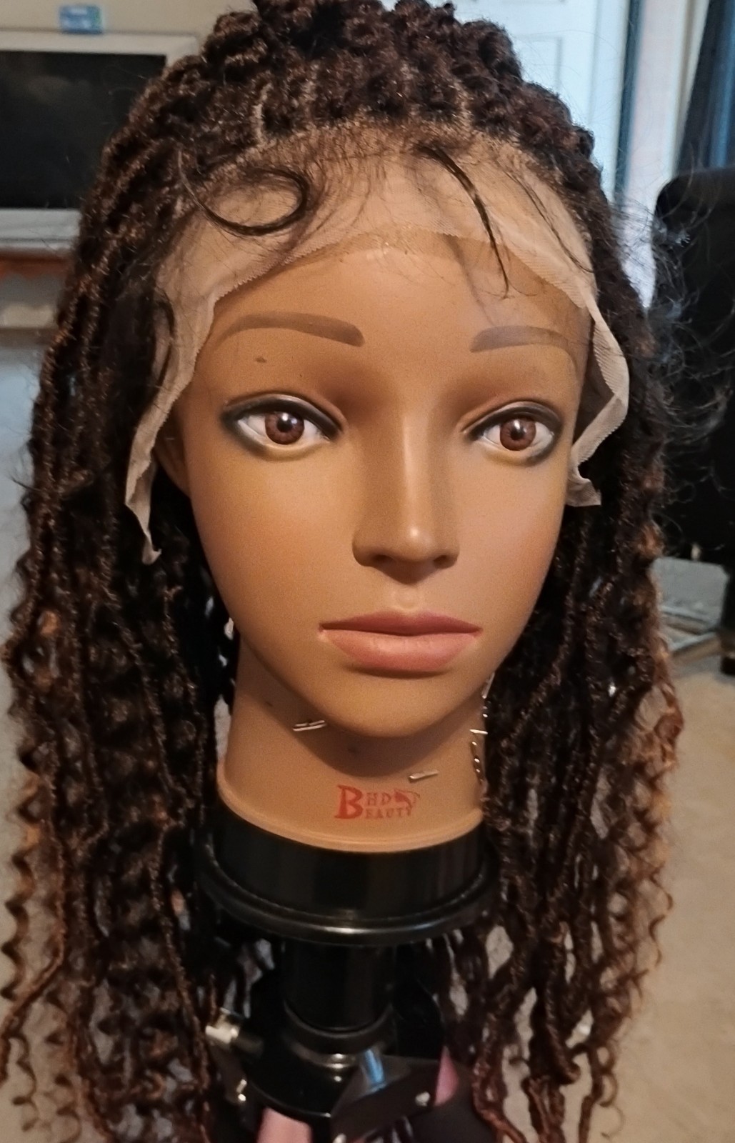 Full Lace BohoFaux Locs Dreadlocks Wig Synthetic Dark Brown/Auburn 21-30in