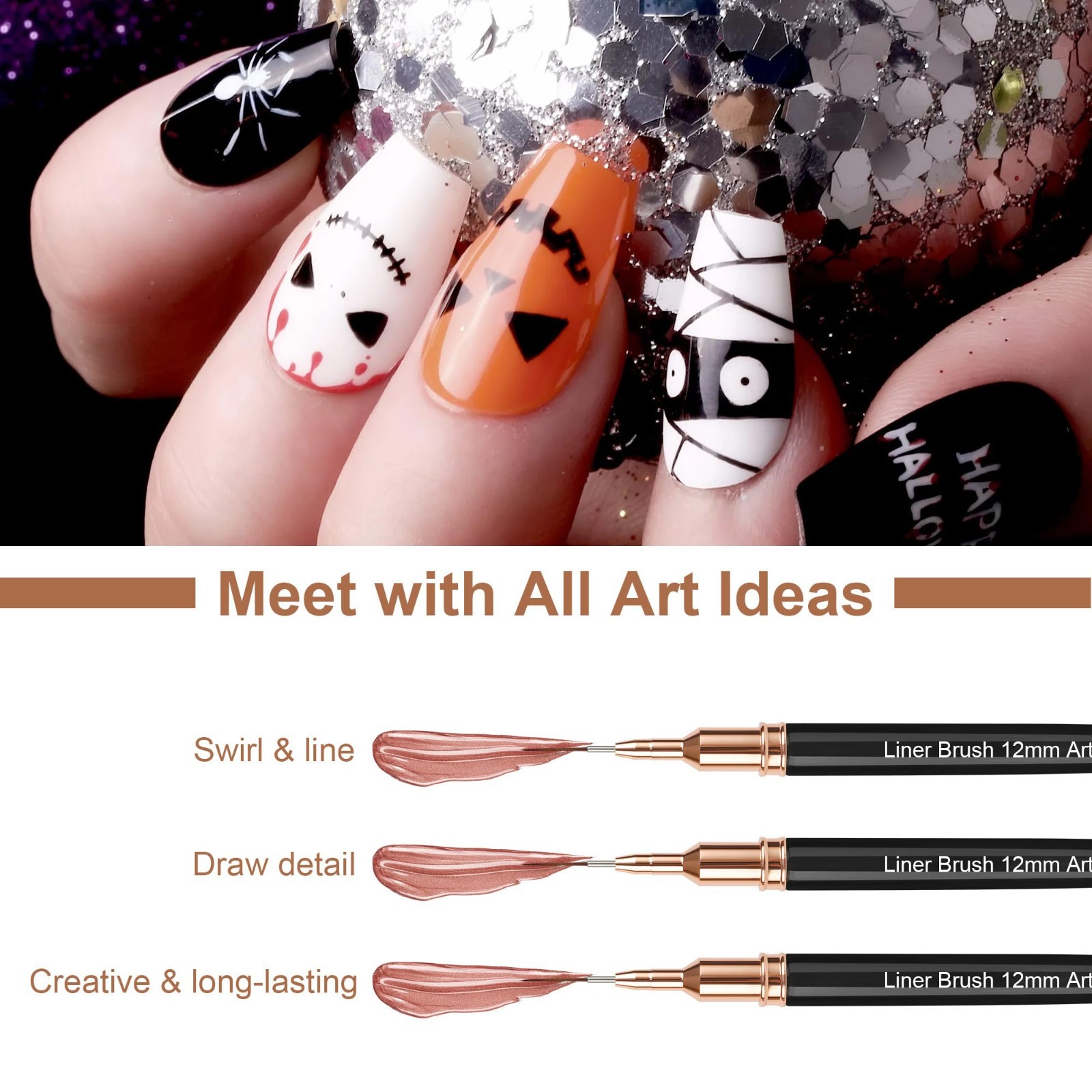 5PCS Metallic Nail Art Liner Brushes Set – Fine Detail, Thin Line and DIY Design