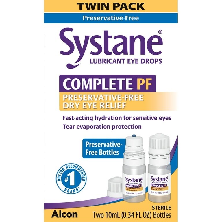 SYSTANE Complete PF Lubricant Eye Drops – Twin Pack, 0.34 Oz Each