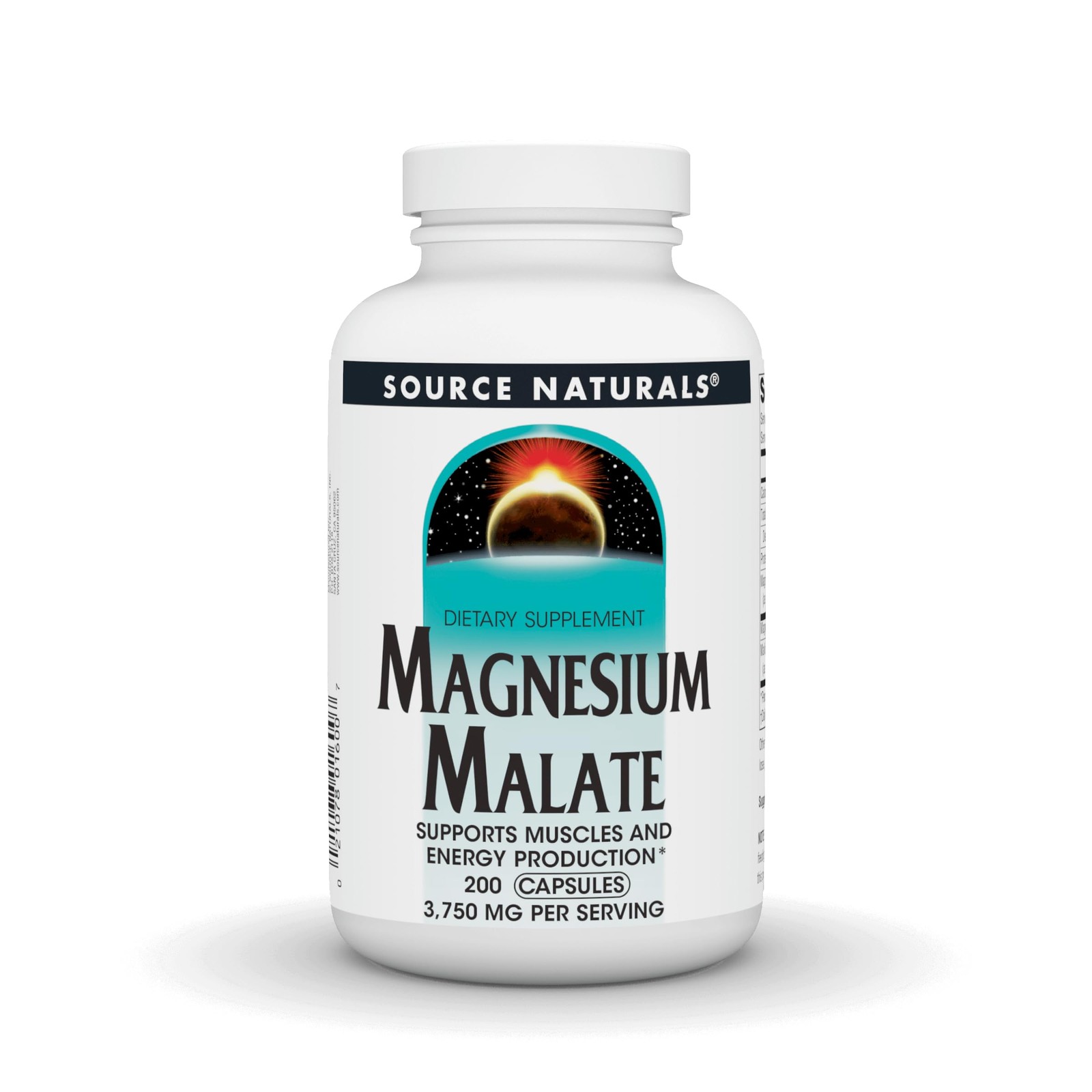 Source Naturals Magnesium Malate, Supports Muscles and 200 Count (Pack of 1)