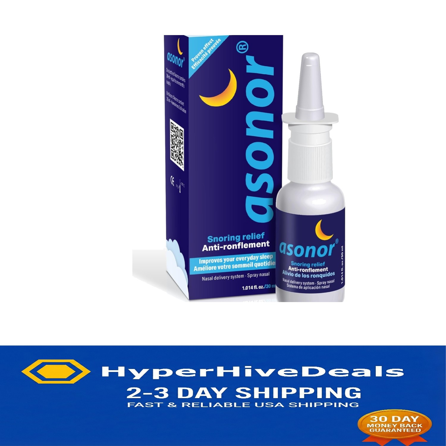 Fast-Acting Snoring Nasal Spray – Natural Sleep Aid in 30ml Travel Bottle