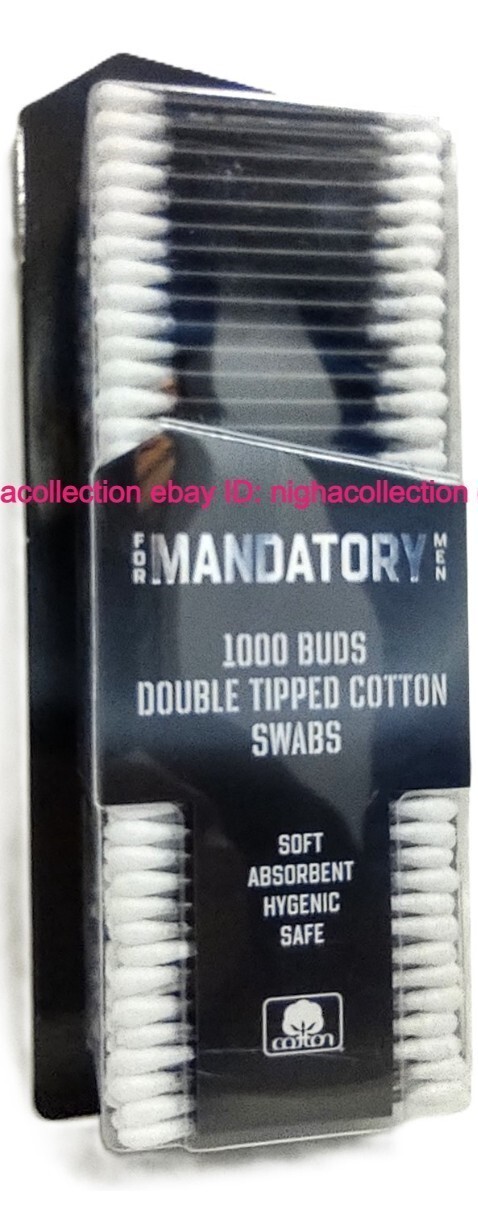NEW MANDATORY MEN 1000 COTTON SWABS Buds Double Tip Makeup Applicator Flexible
