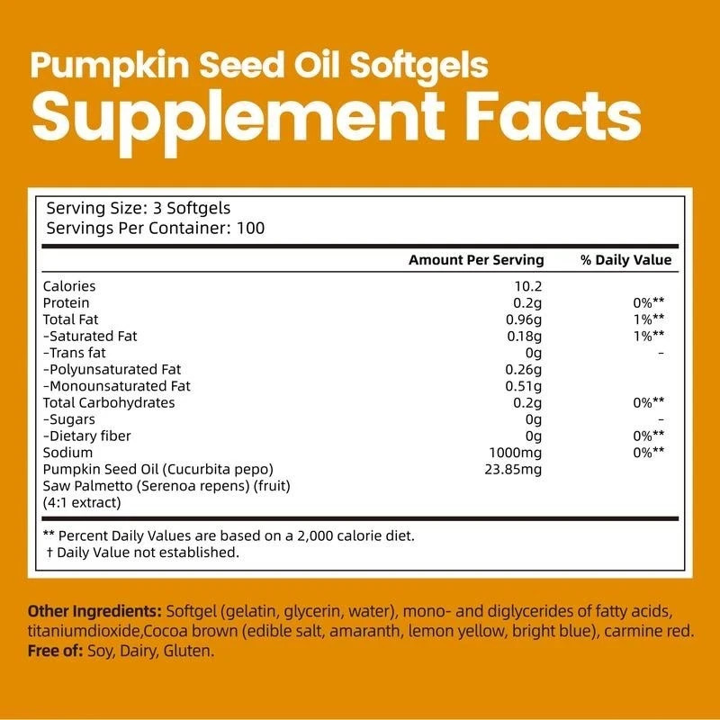 vivonu Pumpkin Seed Oil 1000mg Saw Palmetto 300 Softgels