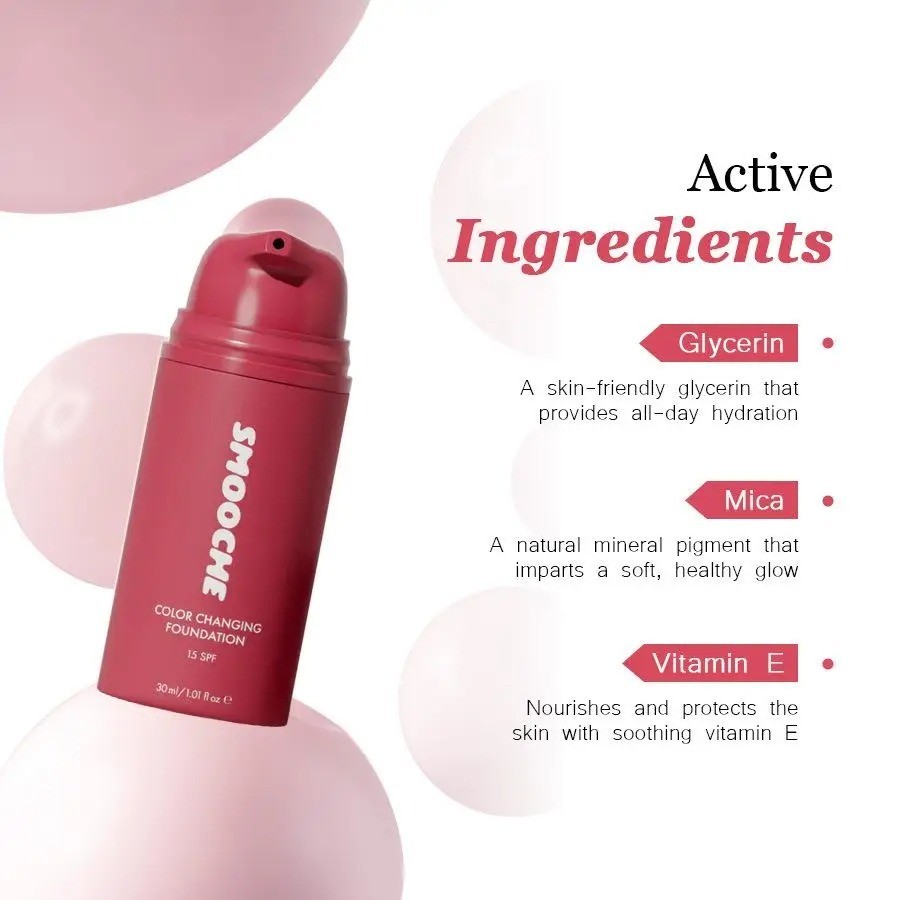 Smooche Korean Color Changing Foundation for All Skin Types Flawless Coverage