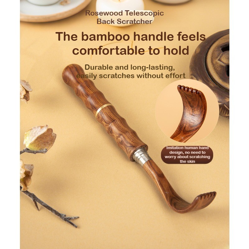 Rosewood Telescopic Back Scratcher Extendable Wooden Itch Relief Tool