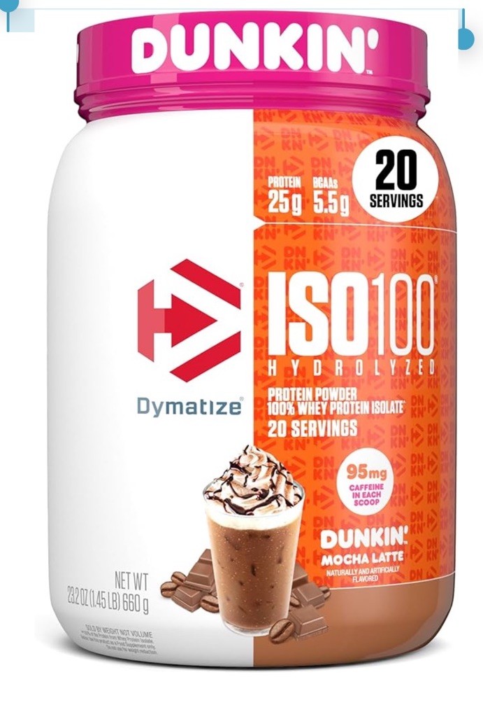 Dymatize x Dunkin’ ISO100 Mocha Latte Whey Protein, 20 Servings