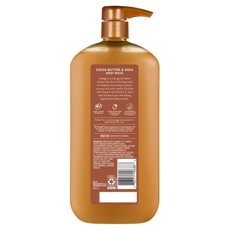 Suave Cocoa Butter + Shea Moisturizing Body Wash with Glycerin & Vitamin E,30 oz