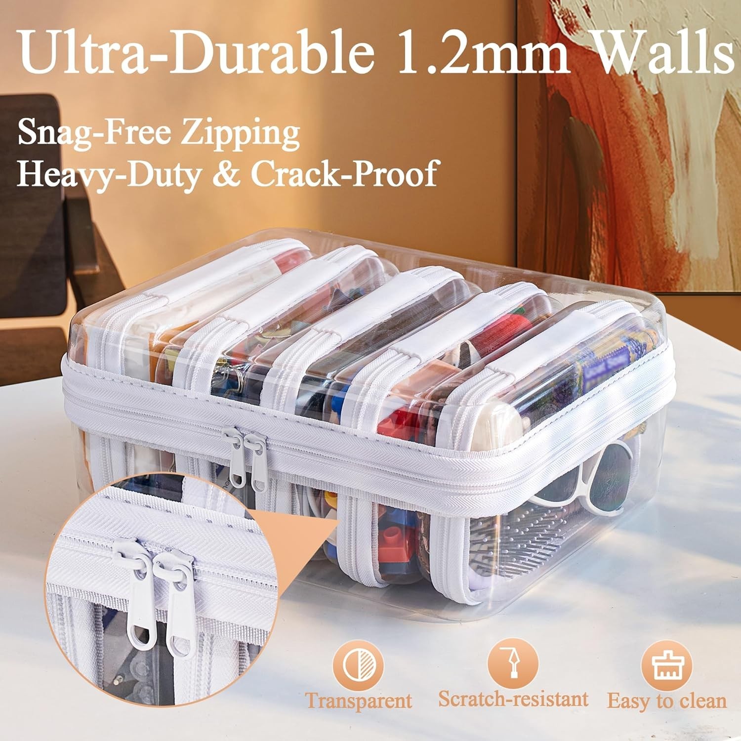 Durable Hard Shell Zipper Pouches, Travel Toiletry Bags