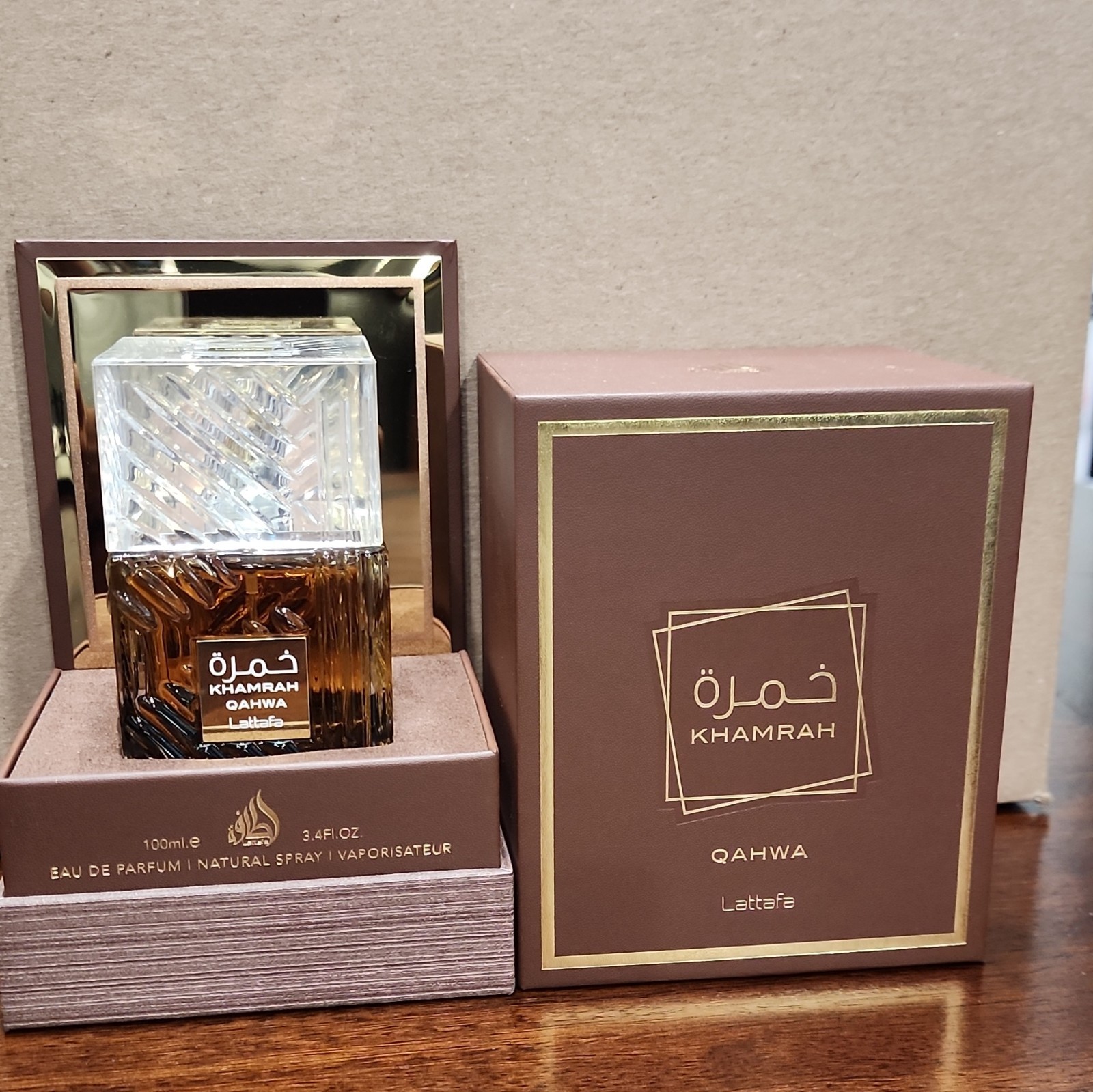 Lattafa Khamrah Qahwa Eau de Parfum Spray 3.4 fl oz Regular Size