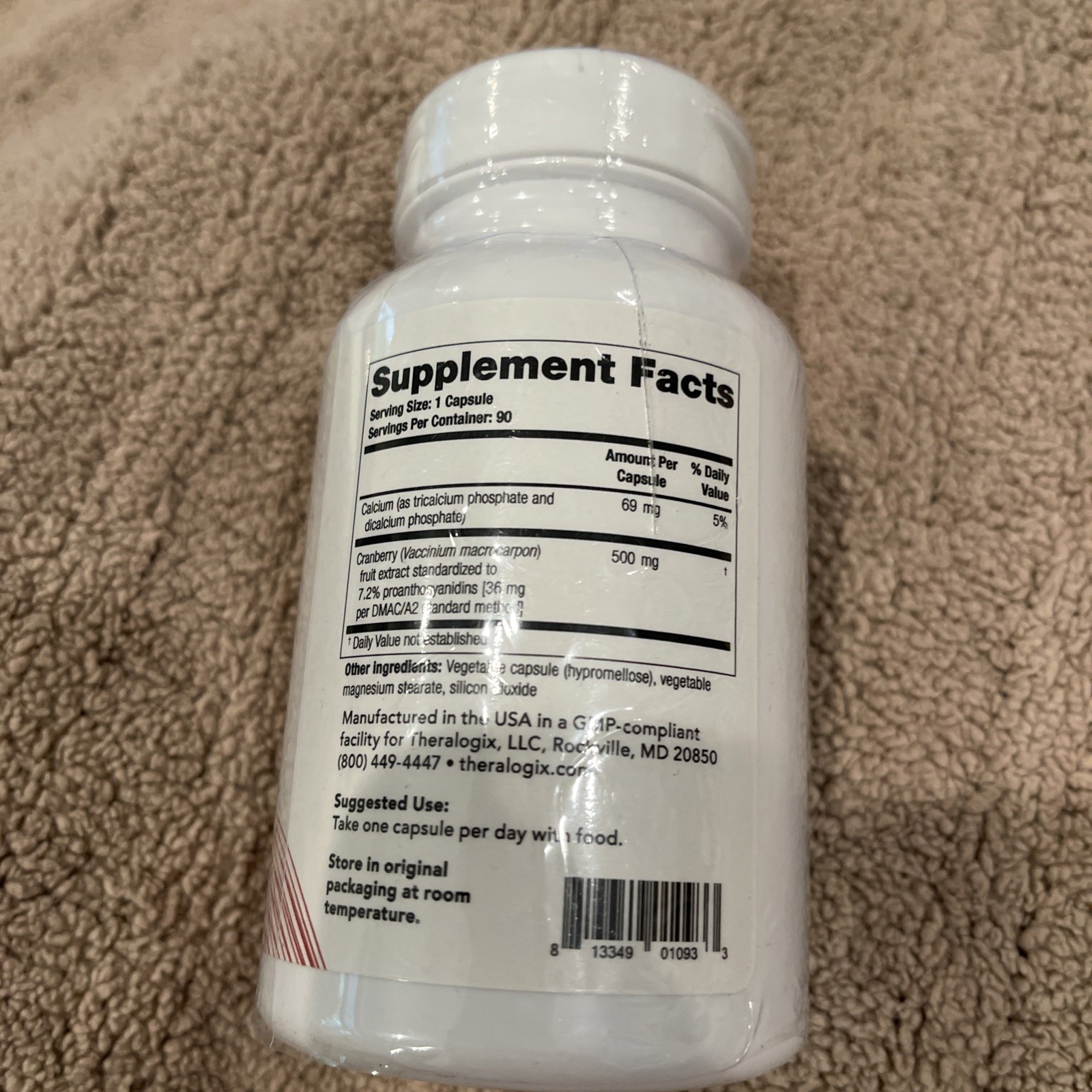 Theralogix TheraCran One Urinary Tract Support 36mg PACs 90 Capsules New