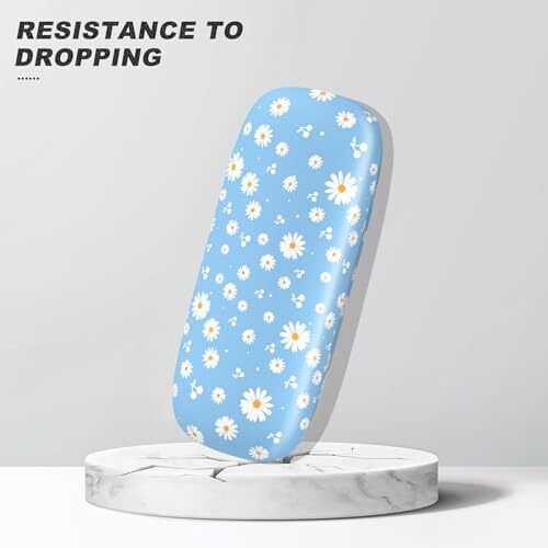 Eyeglasses Case, Hard Shell Protective Case for Glasses, Unisex for Blue Daisy