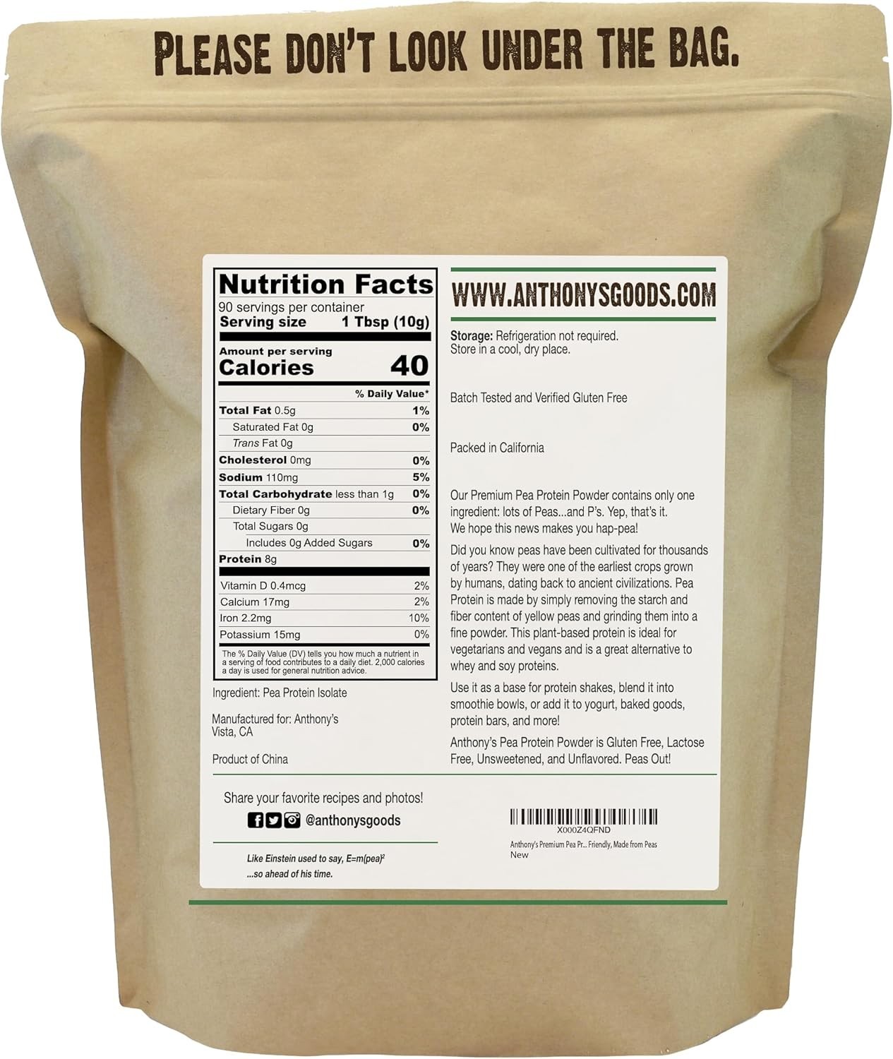 Plant-Based Pea Protein 2 lb – Unflavored & Gluten-Free Fitness Booster