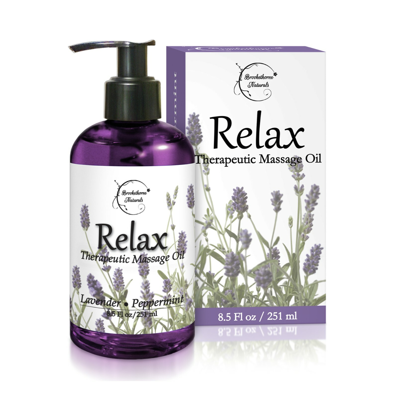 Relax Therapeutic Massage Oil – Lavender & Peppermint Essential Oils – 8oz