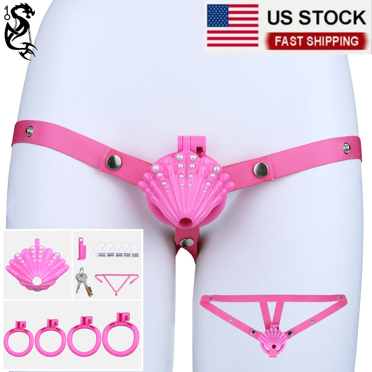 ABS Resin Male Chastity Cage Lock Device With Chastity Belt Shell Shape 3 Color