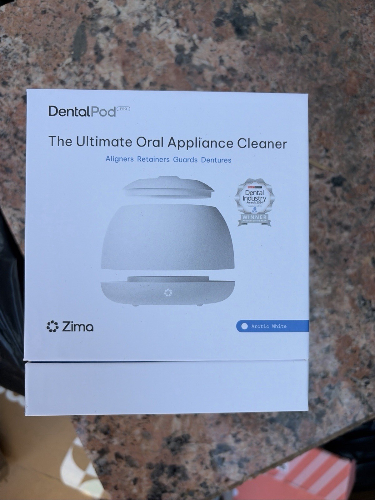 Zima Dental Pod Ultrasonic Oral Appliance Cleaner Arctic White Sealed