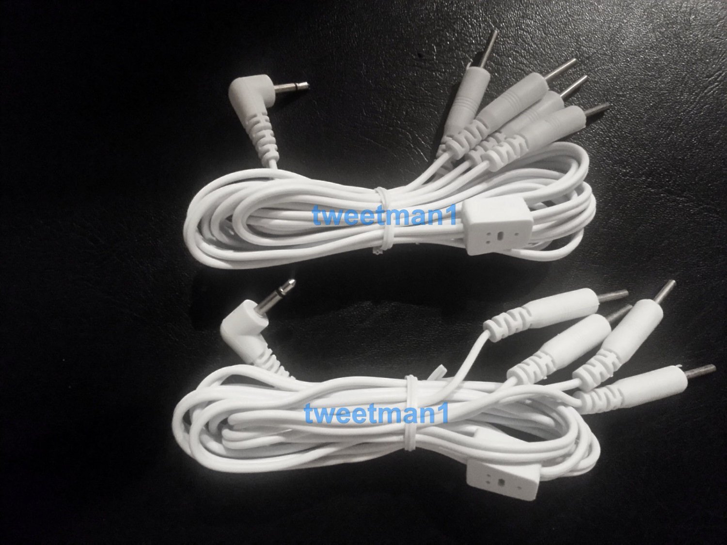 2 Electrode Lead Wires/Cables Connector 4 WAY 2.5mm Plug w/4 – 2mm Pin Tips~TENS